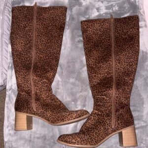 Knee High Cheetah Print Boots